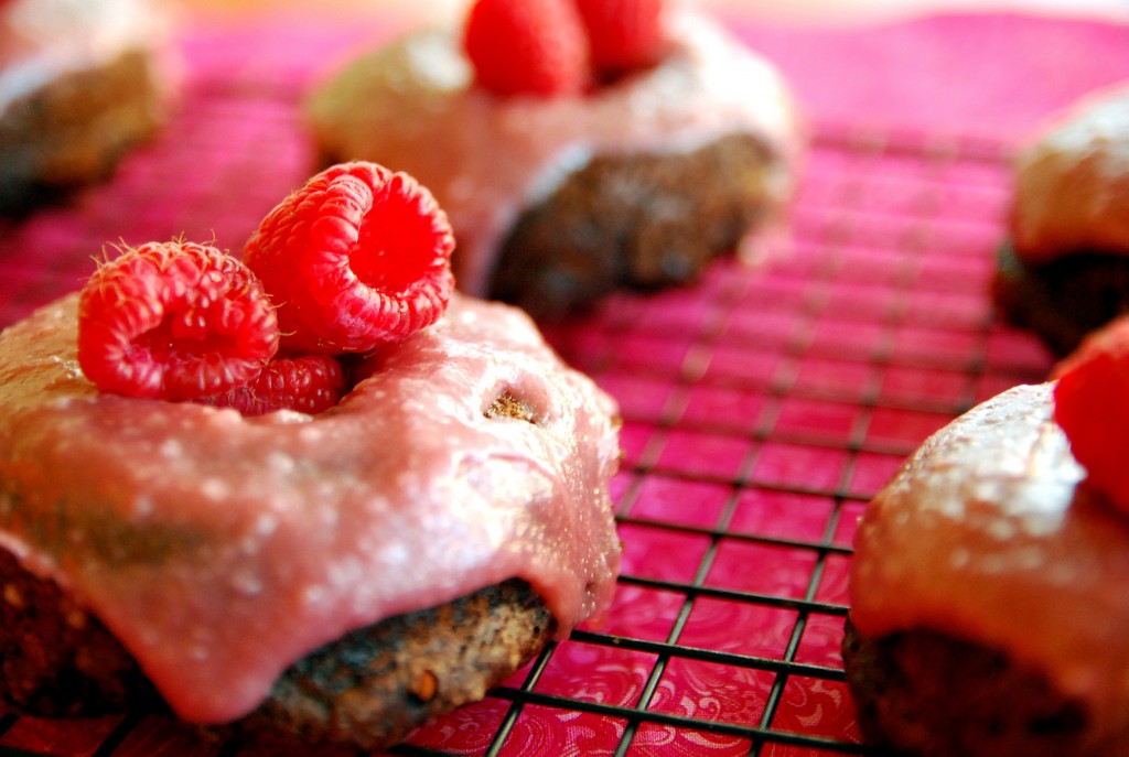 Chocolate Buttermilk Donuts with Raspberry Cream Glaze 1_small