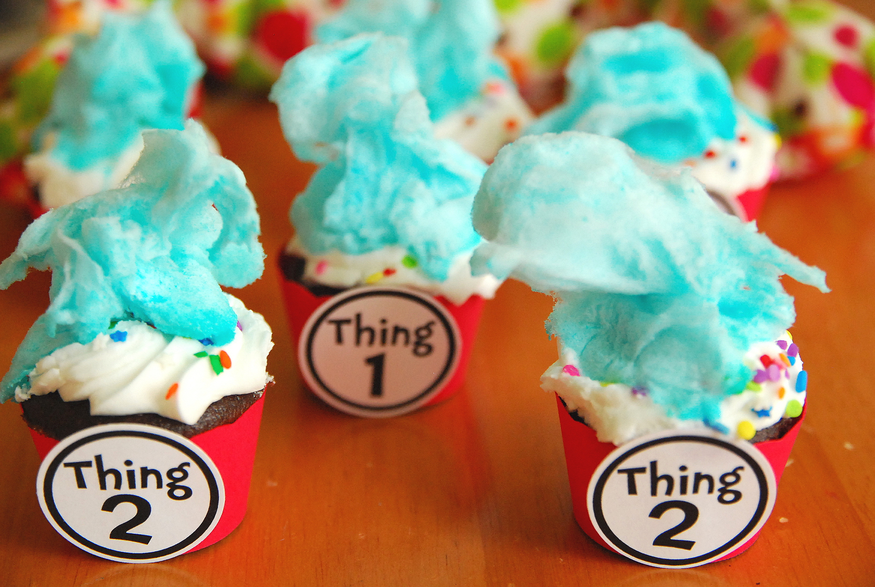 Dr. Seuss Thing 1 & Thing 2 Cupcakes